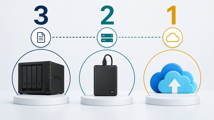 3-2-1-Backup-Strategie mit Synology, externem Datenträger und Cloud
