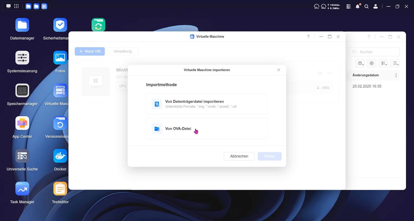 ugreen vm-import-starten